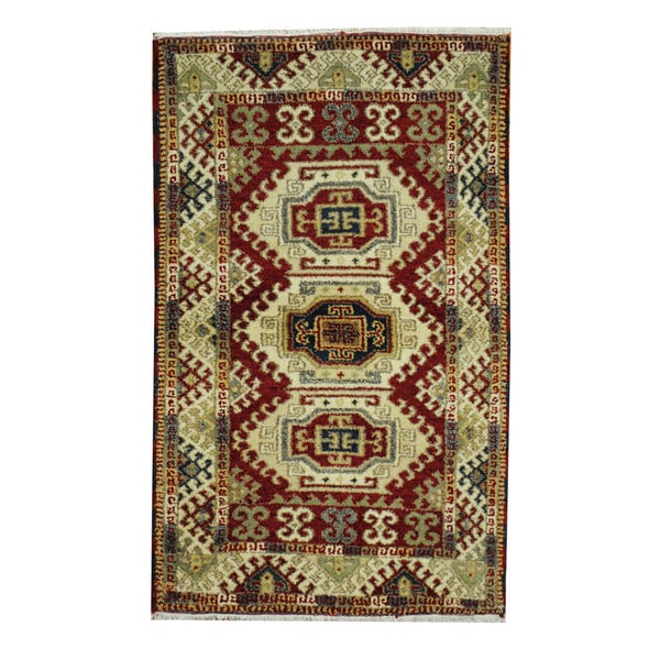 Handmade Herat Oriental Indo Tribal Kazak Wool Rug (India) - 3'1 x 4'11