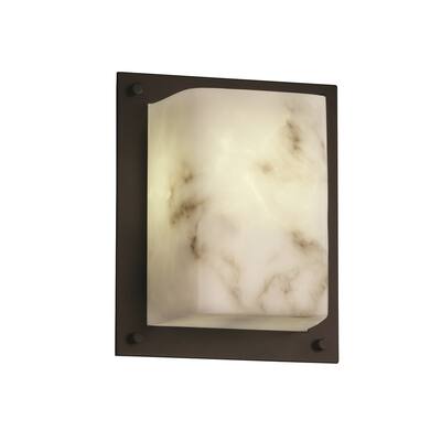 Justice Design Porcelina Framed 1-light Brushed Nickel ADA Wall Sconce, Waves Shade