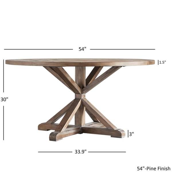 dimension image slide 0 of 3, Benchwright Rustic X-base Round Pine Wood Dining Table by iNSPIRE Q Artisan