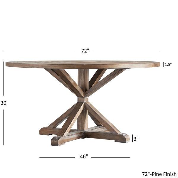 dimension image slide 1 of 3, Benchwright Rustic X-base Round Pine Wood Dining Table by iNSPIRE Q Artisan
