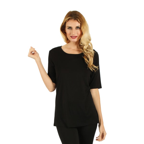 Shop Firmiana Womans Elbow Length Sleeve Black Top - Free Shipping On ...