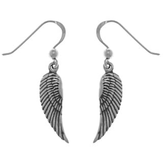 Journee Collection Sterling Silver Oxidized Angel Wings Dangle Earrings ...