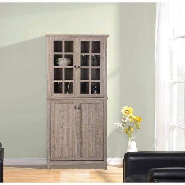 Shop Reclaimed Wood 2 Door Glass Storage Cabinet Overstock 10063107