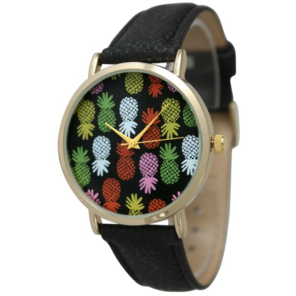 Olivia Pratt Women's Pineapple Pop Leather Band Watch