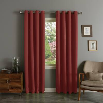Aurora Home Brick Red Grommet Top Thermal Insulated Blackout Curtain Panel Pair