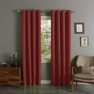 Aurora Home Brick Red Grommet Top Thermal Insulated Blackout Curtain Panel Pair