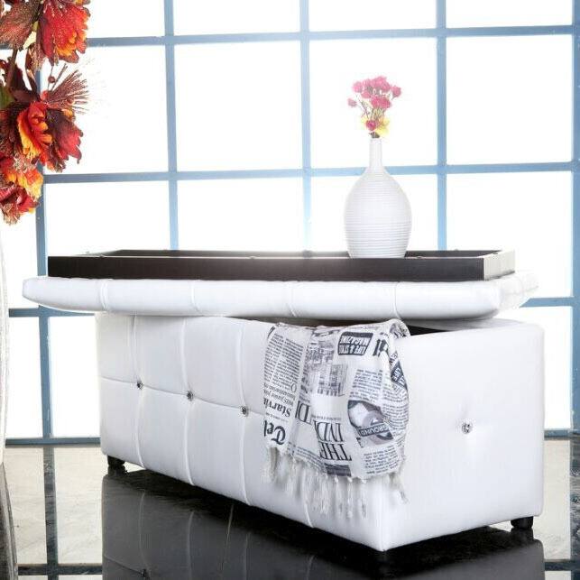 Forza White Storage Ottoman