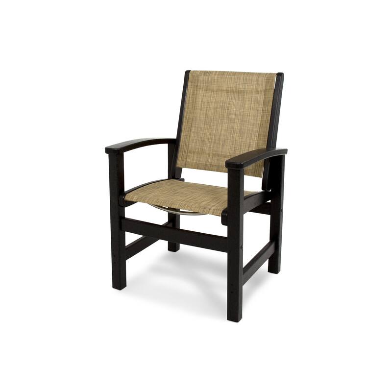 POLYWOOD Coastal Dining Chair - Black / Burlap Sling