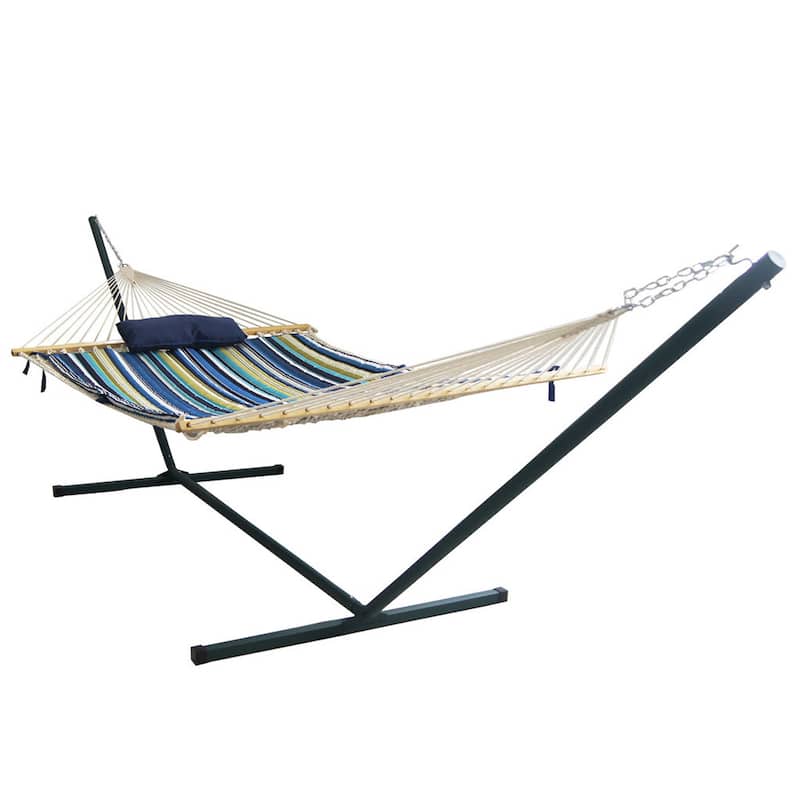Island Retreat Hammock Set with Blue Stripe Pad - 15-ft