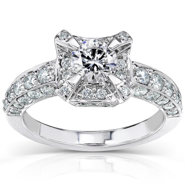 Annello 14k White Gold 1 3/8ct TDW Antique Diamond Engagement Ring (H