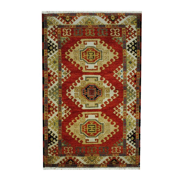 Handmade One-of-a-Kind Kazak Wool Rug (India) - 3'2 x 5'