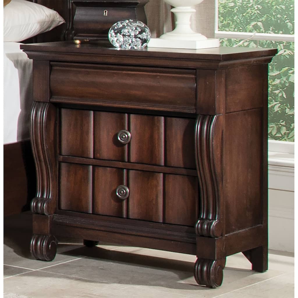 Greyson Living Rhodes Walnut Finish Traditional 3-drawer Nightstand
