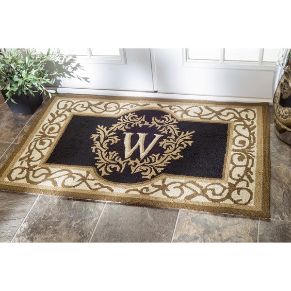 Flagstone Recycled Rubber Indoor Outdoor Monogram Doormat