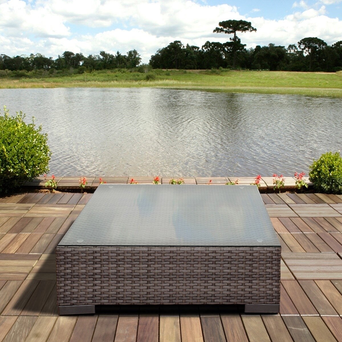 Details about   Coffee table beige 41,5x41 show original title 5x44 cm Poly Rattan and Tempered Glass 