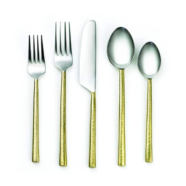 slide 1 of 1, Cambridge Silversmiths Indira Priya Brass 20-piece Flatware Set