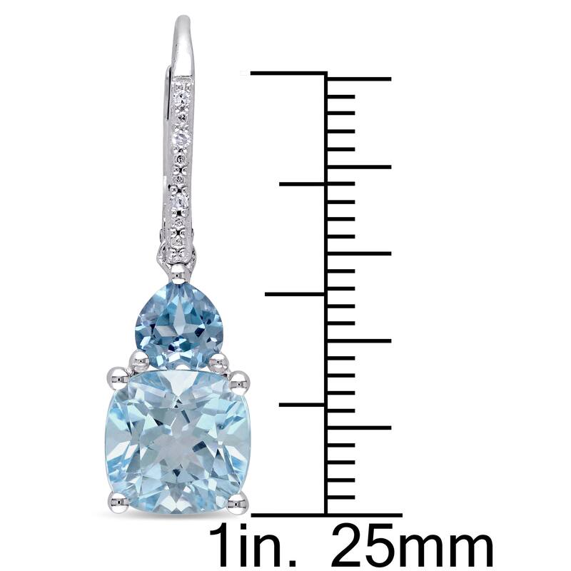 Miadora Sterling Silver Blue Topaz and Diamond Accent Dangle Earrings