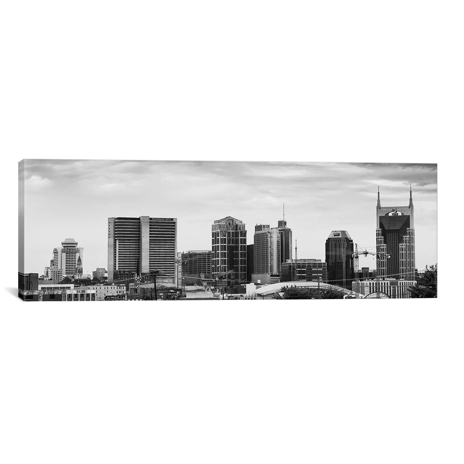 Shop Icanvas Memphis Panoramic Skyline Cityscape Black White Canvas Print Wall Art Overstock 10067226