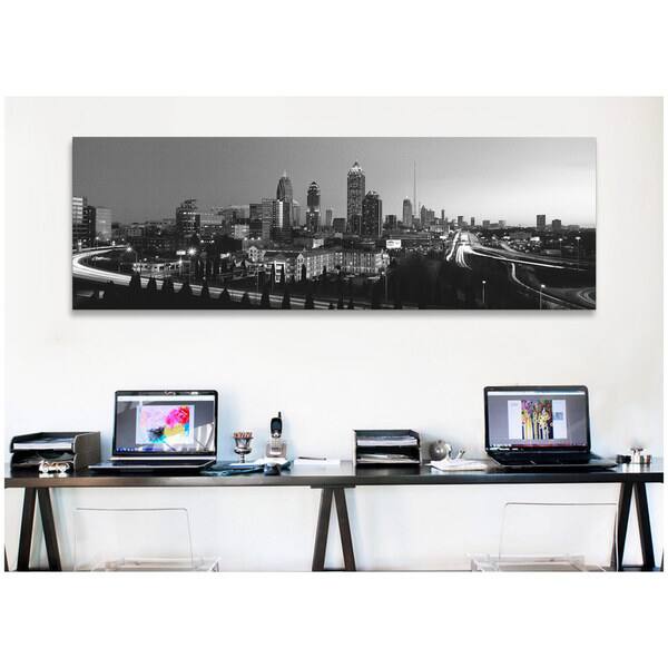 Shop Icanvas Atlanta Panoramic Skyline Cityscape Black White Canvas Print Wall Art Overstock 10067227