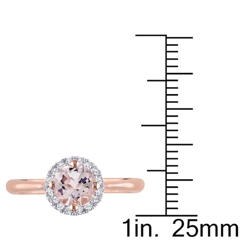 Miadora Rose Plated Sterling Silver Morganite and 1/4ct TDW Diamond Halo Earrings, Ring and Necklace - Pink