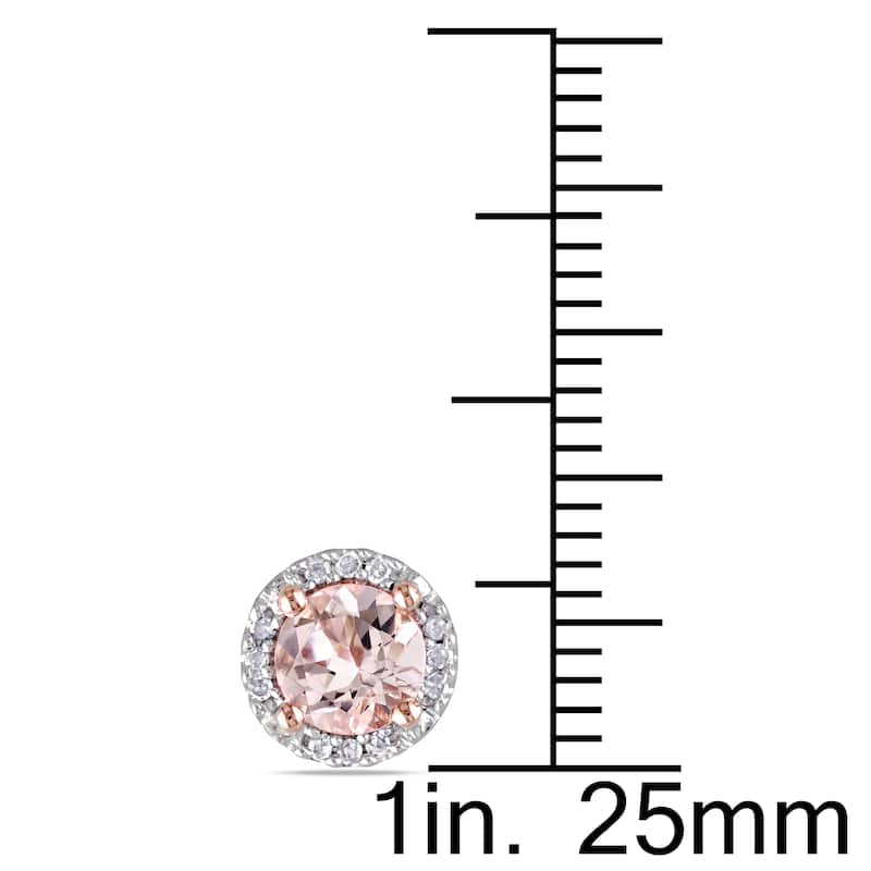 Miadora Rose Plated Sterling Silver Morganite and 1/4ct TDW Diamond Halo Earrings, Ring and Necklace - Pink