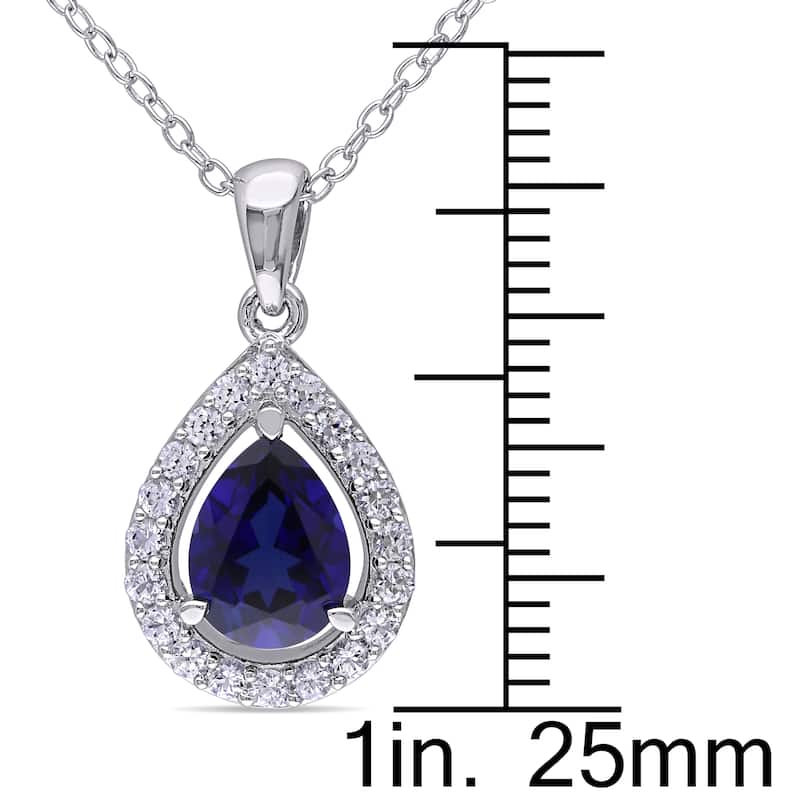 Miadora Sterling Silver Created Blue and White Sapphire Teardrop Jewelry Set