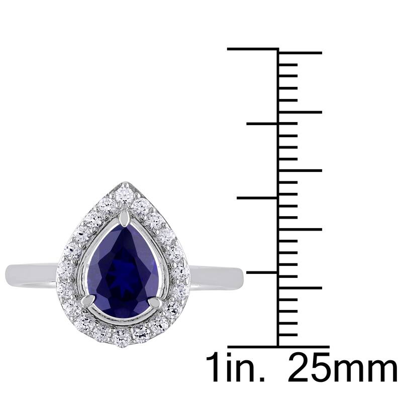 Miadora Sterling Silver Created Blue and White Sapphire Teardrop Jewelry Set