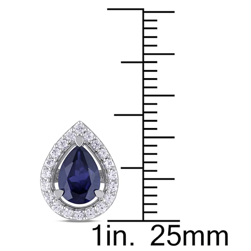 Miadora Sterling Silver Created Blue and White Sapphire Teardrop Jewelry Set