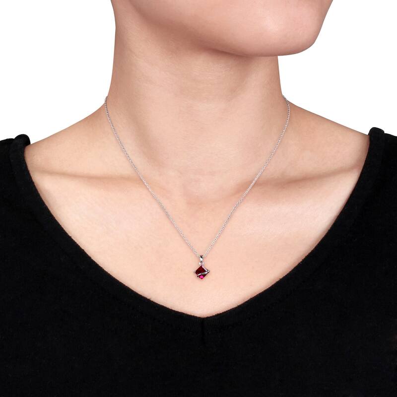 Miadora Sterling Silver 3 3/4ct TGW Created Ruby 2-piece Jewelry Set - Red