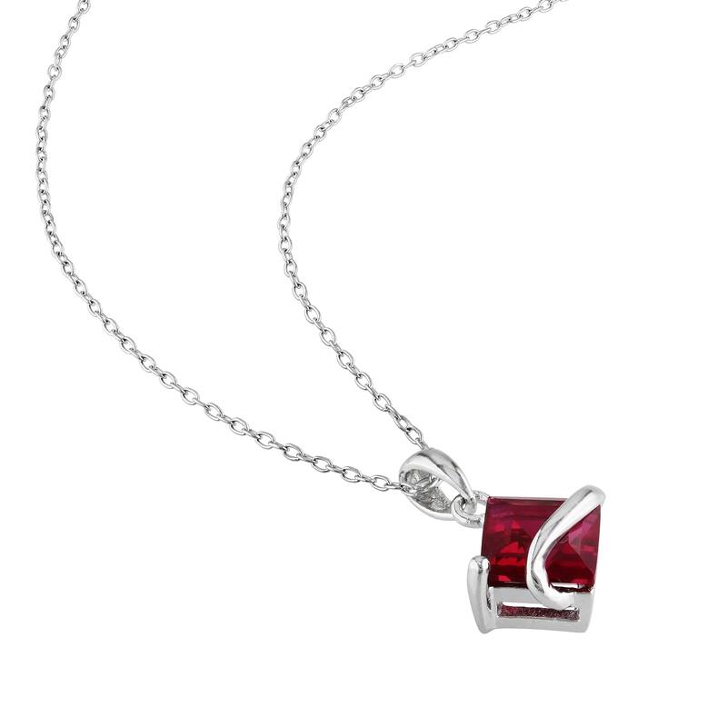 Miadora Sterling Silver 3 3/4ct TGW Created Ruby 2-piece Jewelry Set - Red
