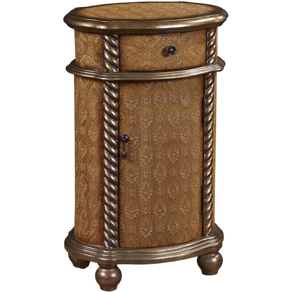 Hand Painted Gold Finish Oval Accent Chest