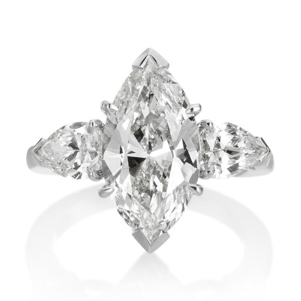 SummerRose Platinum 5 1/3ct TDW Diamond 3-stone Engagement Ring - White