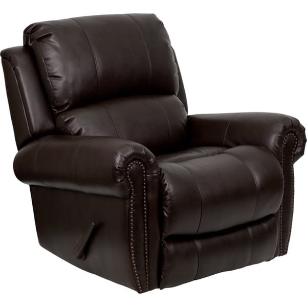 Flash Furniture Brown Bonded Leather Nailhead Trim Motion Recliner ...