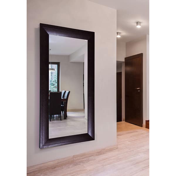 American Made Extra Large 39 25 X 78 25 Inch Espresso Leather Vanity Wall Mirror Espresso Overstock 10067561