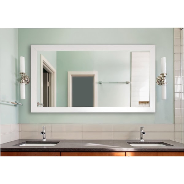 American Made Extra Large Glossy White Wall/ Vanity Mirror - White