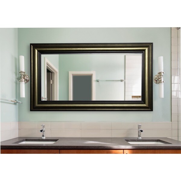 American Made Rayne Extra Large 42.5 x 81.4-inch Stepped Antiqued Vanity Wall Mirror - Bronze/Black