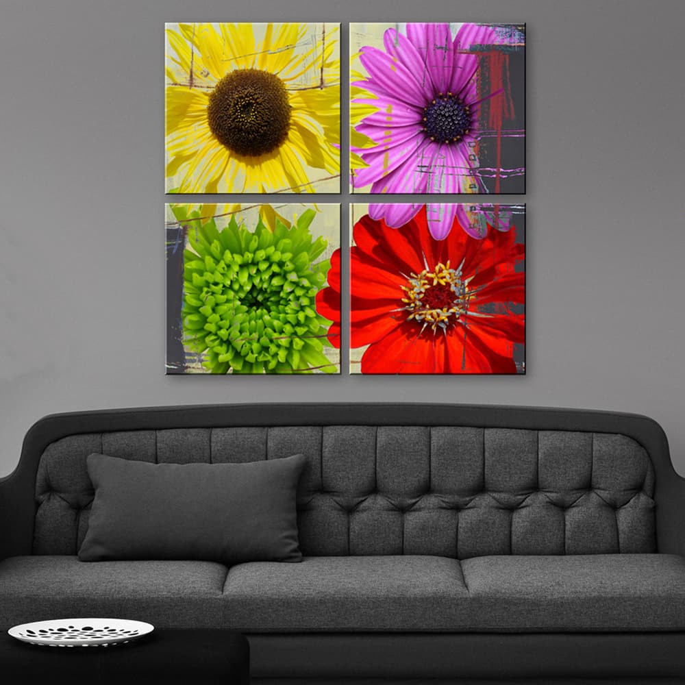 Ready2HangArt 'Painted Petals XXXVIII' 4 piece Canvas Wall Art
