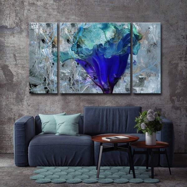 Oliver & James Blue Flower Canvas Wall Art