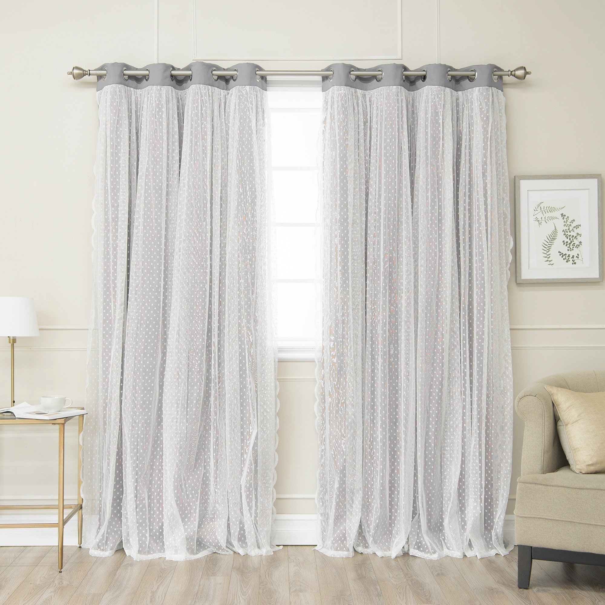 Aurora Home Lace Overlay Propose Blackout Grommet Curtain Pair - Bed Bath &  Beyond - 12072399