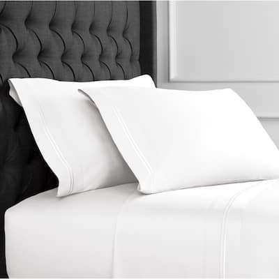 600 Thread Count Long Staple Cotton Border Stripe Embroidery Sheet Set