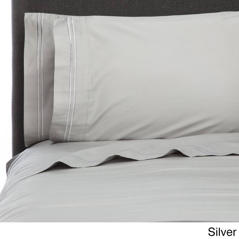 600 Thread Count Long Staple Cotton Border Stripe Embroidery Sheet Set