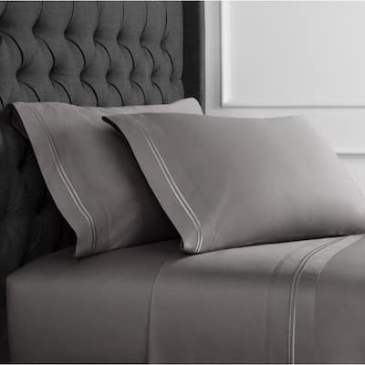 600 Thread Count Long Staple Cotton Border Stripe Embroidery Sheet Set