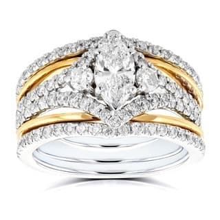 Two Tone Bridal Sets Online At Our Best Wedding Annello By Kobelli 14k Two Tone Gold 1 2 5ct Tdw Marquise Diamond Rings 3