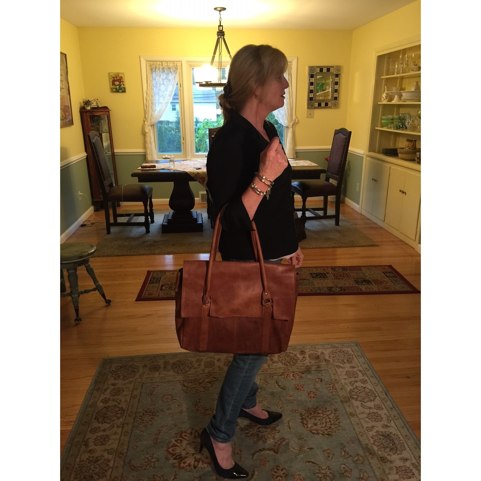 soft brown leather handbag