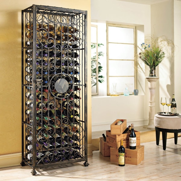 96-Bottle Antiqued Steel Wine Jail