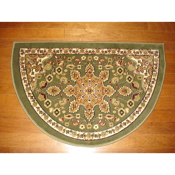 Shop Fireplace Floral Green/ Beige Hearth Rug Free Shipping Today