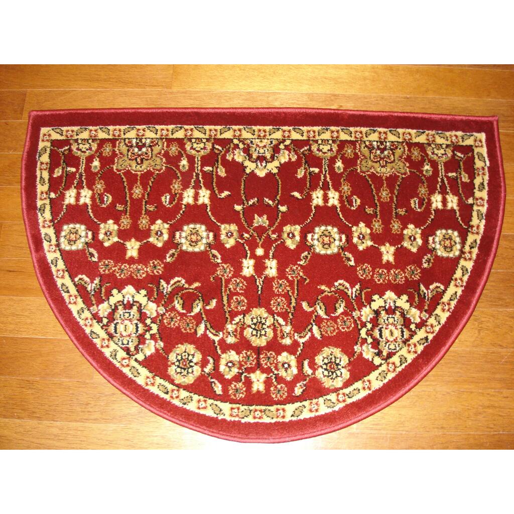 Fireplace Floral Red/ Beige Hearth Rug