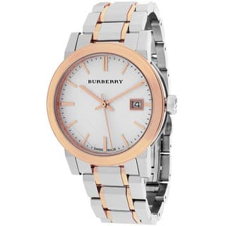 Swiss Quartz Two Tone Women S Watches For Less Burberry Women S Bu9105 The City Round Silvertone Bracelet Watch