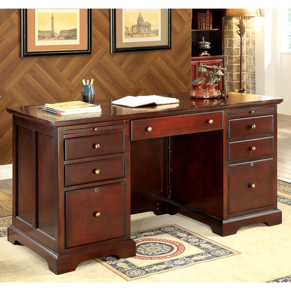 Furniture of America Ericks Cherry Executive Desk