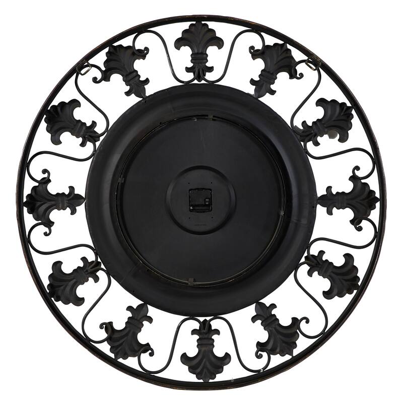 Brown Metal Fleur De Lis Decorative Wall Clock