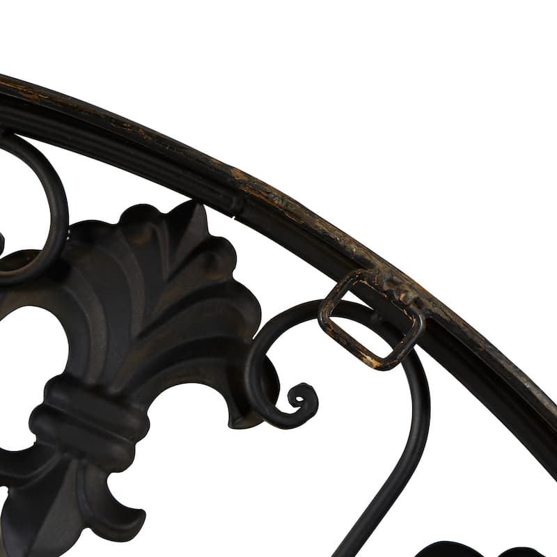 Brown Metal Fleur De Lis Decorative Wall Clock